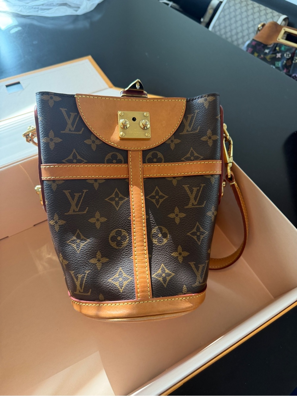 Louis Vuitton Interior Patch in Black with Tan Leather Label